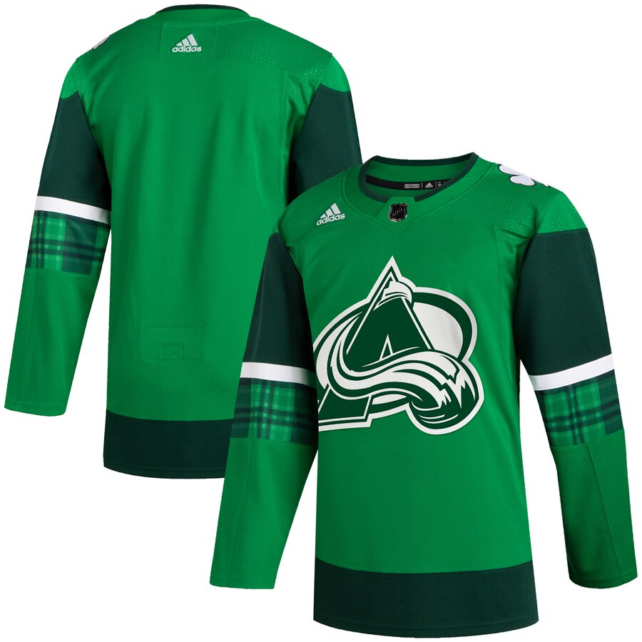 Colorado Avalanche Blank Men Adidas 2020 St. Patrick Day Stitched NHL Jersey Green->colorado avalanche->NHL Jersey
